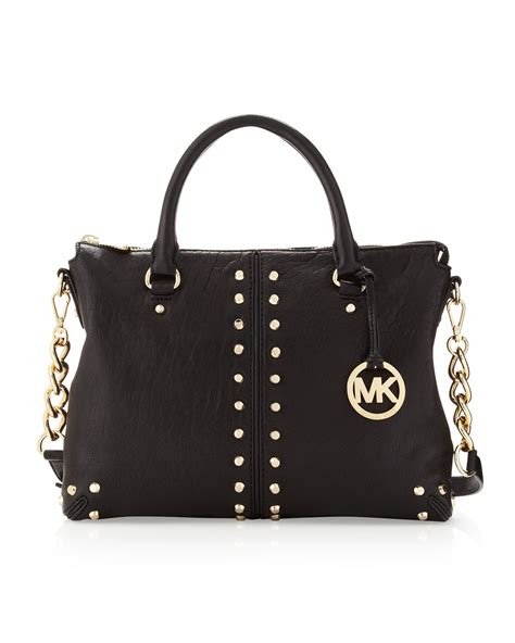 michael kors black handbag|Michael Kors black studded bag.